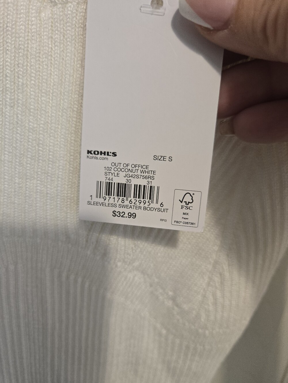 White SO Sleeveless Sweater Bodysuit Size: Small - Picture 6 of 7